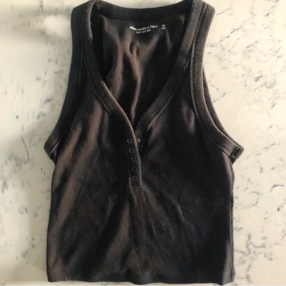 A&F Ribbed Button up Racerback Crop Tank Top